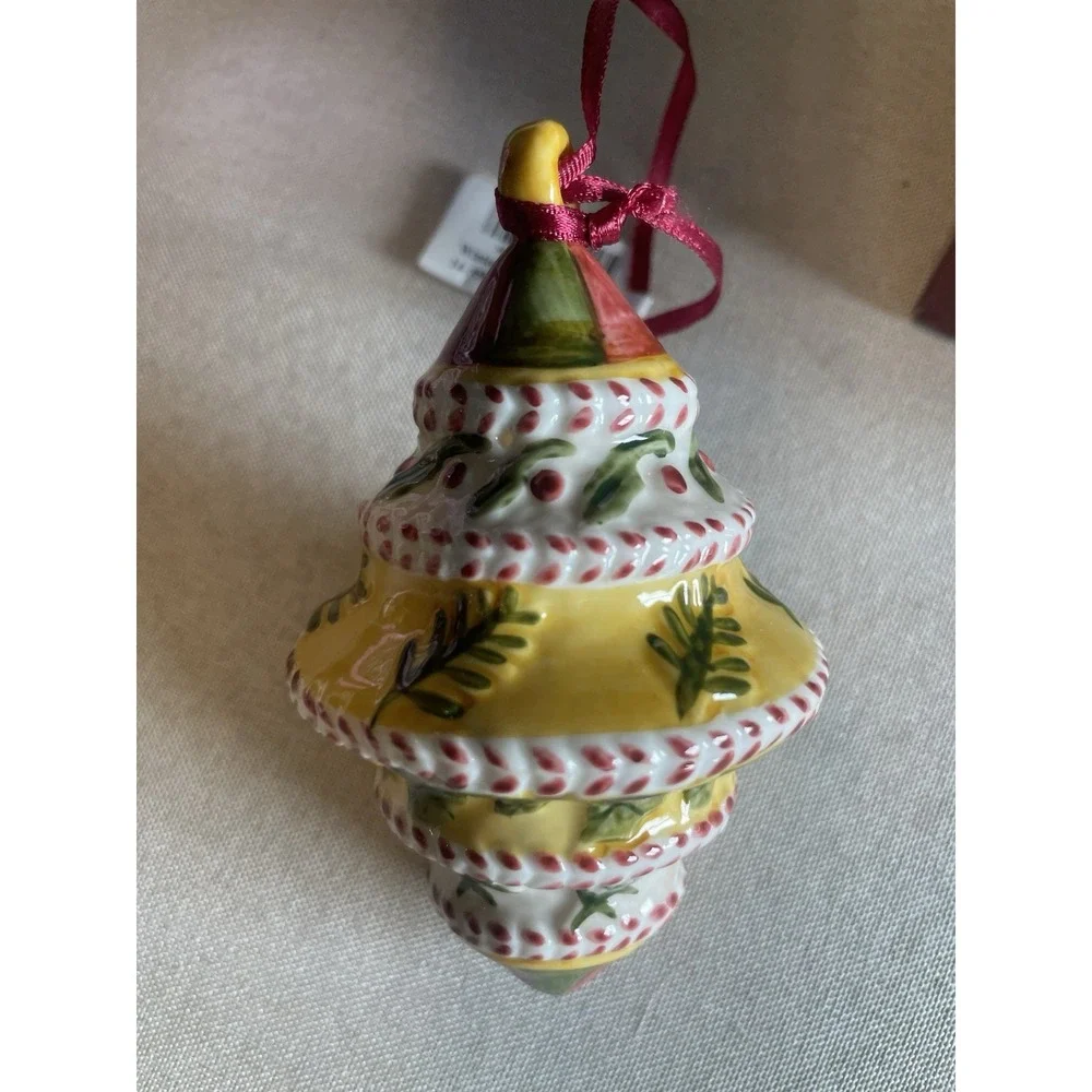 Villeroy And Boch Christmas Ornament In Box Ceramic Holly Hand Painted